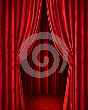 A beautiful stage with a large red curtain