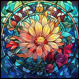 Beautiful Stained Glass Craft in Art Style for Microstock Sites