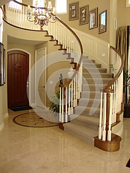 Beautiful Staircase with Mosaic Floor