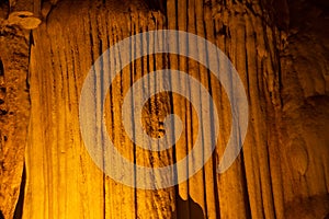 Beautiful stalactites and stalagmites inside the Khao Luang Cave.