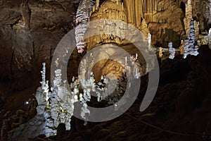 Beautiful stalagmites in the cave