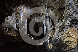 Beautiful stalagmites and stalactites in the cave