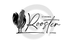 Beautiful standing silhouette rooster vector Illustration