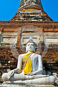 Beautiful statue of Buddhas in temple Wat Yai Chai Mongkol