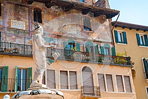 Beautiful statue of Dante in the middle of Verona