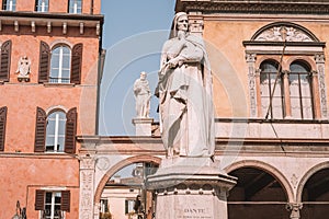 Beautiful statue of Dante in the middle of Verona