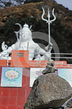 beautiful statue of lord shiva or mahadev or shankara on the himalaya mountains photo