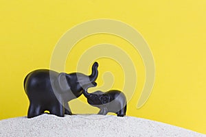 Elephant figurine on an isolated background with different effect