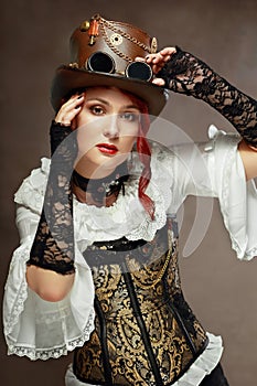 Beautiful steampunk woman