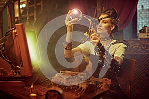 Smart steampunk lady photo