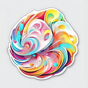 beautiful sticker of different colors swirling isolated on white