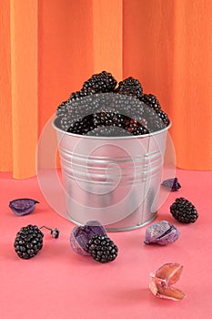 Bramble bucket on an orange background photo