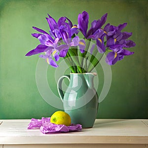 Beautiful still life with iris flower photo