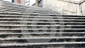 Beautiful stone grey Spanish steps in rome in italy foreground closeup in piazza di spagna