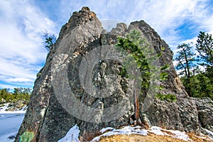 Beautiful Stone Outcrop in a Winter Landscape