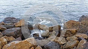 Beautiful stone stone by the sea