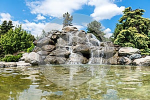 Beautiful stone watefall fountain