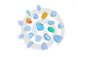 Beautiful stones, sea glass, beach glass. isolated
