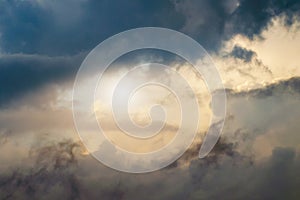 Beautiful stormy cumulus clouds in the sky, background