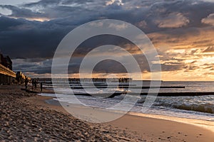 beautiful stormy sky on the baltic sea, sunset. Zelenogradsk, Kaliningrad region