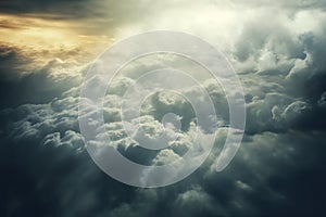 beautiful stormy sky with dark cumulus clouds aerial view for abstract background