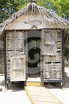 Beautiful straw changing room at the Grand Cayman Islands
