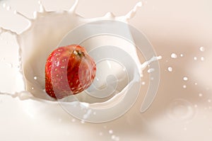 Beautiful strawberry splash