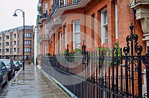 Beautiful street in Kensington, London photo