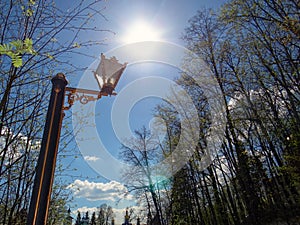 Beautiful street lamp against spring background