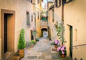 Beautiful street of Montepulciano, Tuscany