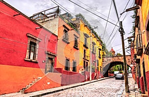Beautiful street in San Miguel de Allende in Guanajuato, Mexico
