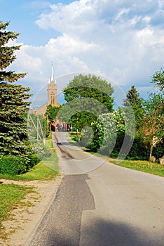 Beautiful street of small city Viesintos to the church