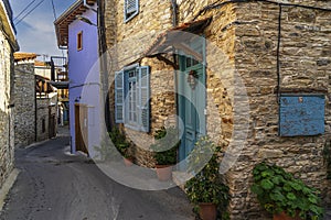 Beautiful street in a small old village Lefkara Cyprus