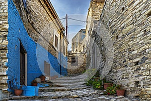 Beautiful street in a small old village Lefkara Cyprus