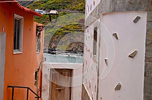 Beautiful street with traditional canarian houses in San Juan de la Rambla,Tenerife,Canary islands,Spain.