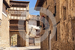 Beautiful Street in the Village of Mirambel, Teruel, Aragon, Spain