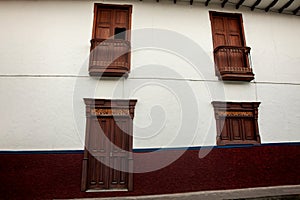 Beautiful streets at the historical downtown of the heritage town of Salamina located at the Caldas department in Colombia