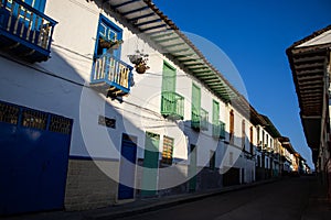 Beautiful streets at the historical downtown of the heritage town of Salamina located at the Caldas department in Colombia