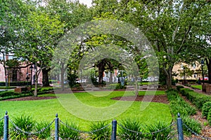 Beautiful streets and homes in downtown Savannah, Georgia, USA