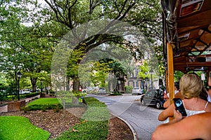 Beautiful streets and homes in downtown Savannah, Georgia, USA