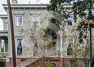 Beautiful streets and homes in downtown Savannah, Georgia, USA