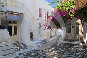 Beautiful streets of Mykonos , Greece