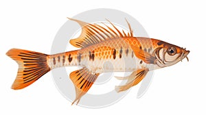 Beautiful Striped Catfish With Large Fins And Copper Orange Color