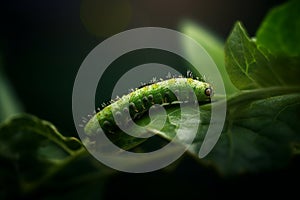 Beautiful striped green caterpillar Swallowtail butterfly on branch 1690446536559 7