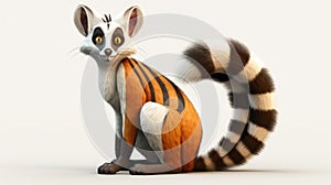 Beautiful Striped Lemur With Large Fins And Tail