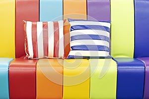 Beautiful striped sofa with pillows