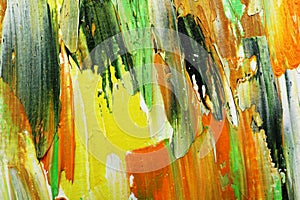 Beautiful strokes of colorful oil paints as background, closeup