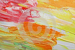 Beautiful strokes of colorful oil paints as background, closeup