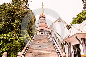 Beautiful stupa on mountain at Doi Inthanon national park