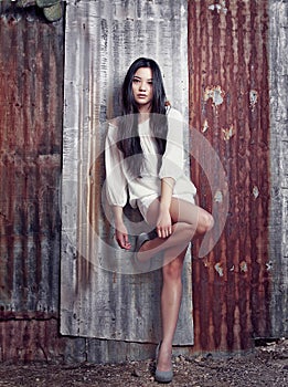 Beautiful stylish Asian model fashion shoot
